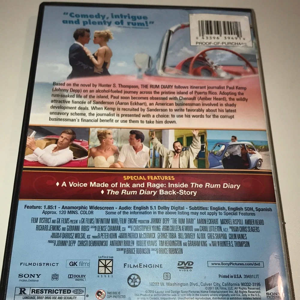Blu-ray Disc Johnny Depp in The Rum Diary pre owned